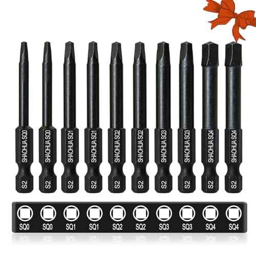 10PCS Square Drill Bit, 2.36" Magnetic Head Robertson Screwdriver, 1/4 Inch Hex Shank Square Bit Set Sizes #0,1,2,3 and #4, PREMIUM S2 Alloy Steel Robertson Driver Bits, Pocket Hole Screw Drill Bit