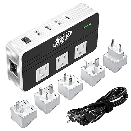 Key Power 230W Voltage Converter 220V to 110V with USB & Multiple Sockets