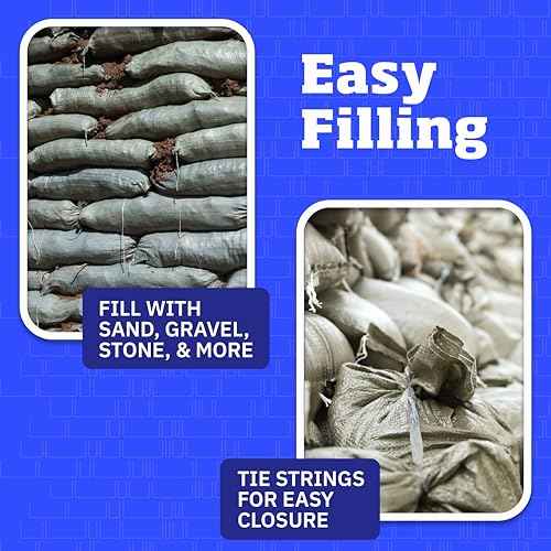 DURASACK Heavy Duty Sand Bags with Tie Strings Empty Woven Polypropylene Sand-Bags for Flood Control with 1600 Hours of UV Protection, 50 lbs Capacity, 14x26 inches, Green, Pack of 50