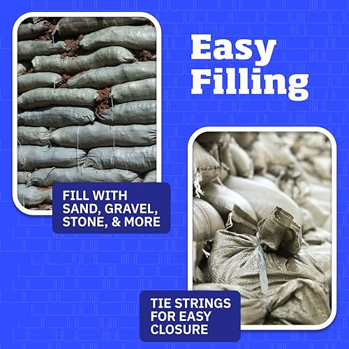 Green DURASACK Heavy Duty Sandbags with Ties - Pack of 10, 14x26 Inches