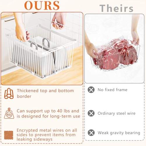 ANJUBAN Large Freezer Organizer Bins 3-Pack, Fits 5–9 Cu Ft Freezers, Leak-Proof Bottom