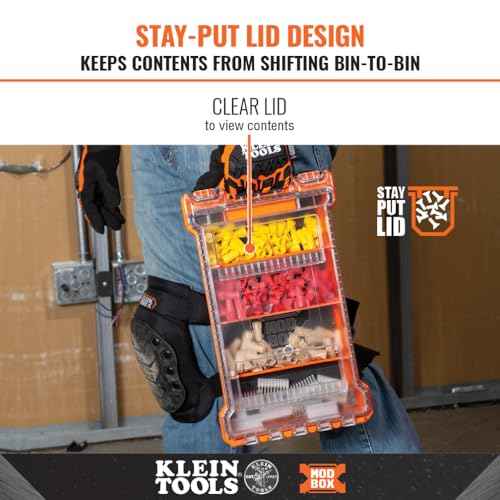 Klein Tools 54812MB MODbox Compact Storage Box, Parts Organizer, Toolbox Connects to MODbox Modular System, Backpack, Tote and Tool Bag