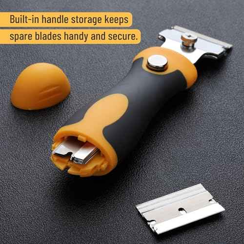 Bates- Razor Blade Scraper Set, 2 Pack, Standard and Adjustable Handle, Extra 20 Blades, 13x Stainless Steel, 2x Carbon Steel, 5x Plastic Blades, Razor Scraper Tool with Built-in Storage