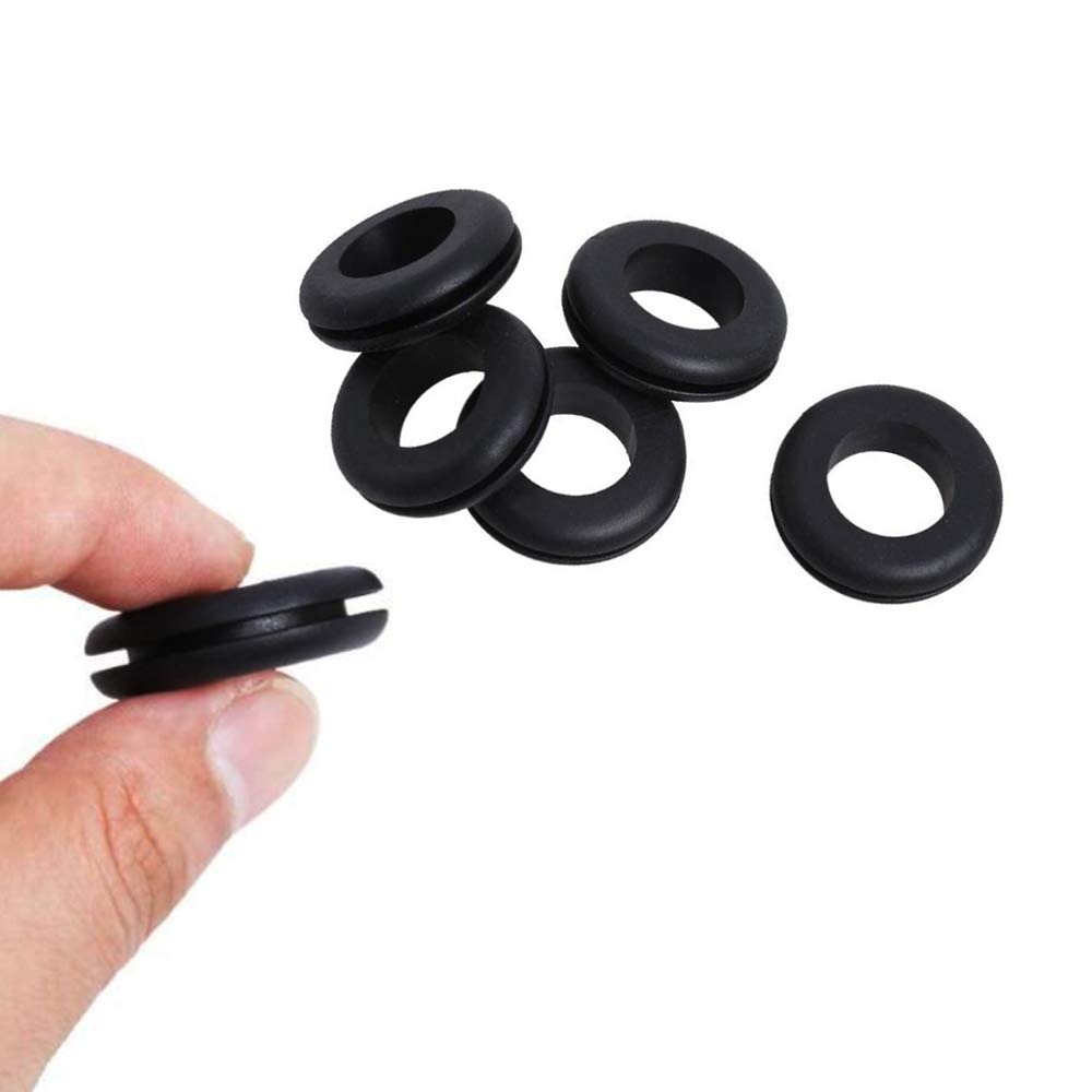 Wolfride 180Pcs Black NBR Rubber Grommet Assortment Kit - 8 Sizes: 1/4", 5/16", 3/8", 7/16", 1/2", 5/8", 7/8", 1" - Grommet Set