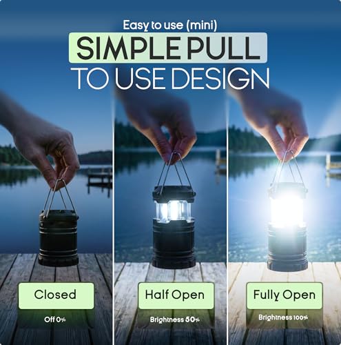 2 Pack Small Camping LED Lanterns - 300 Lumens, Battery Operated, Collapsible Tent Lights for Camping, Emergency, Power Outages