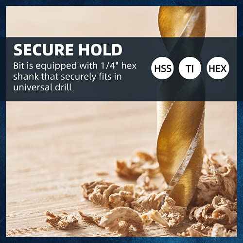Titanium Twist Drill Bit Set- 3/16''(10PCS)£¬Titanium HSS Hex Shank Impact Drill Bit Set with High Speed Steel for Wood Plastic Aluminum Alloy, Quick Change
