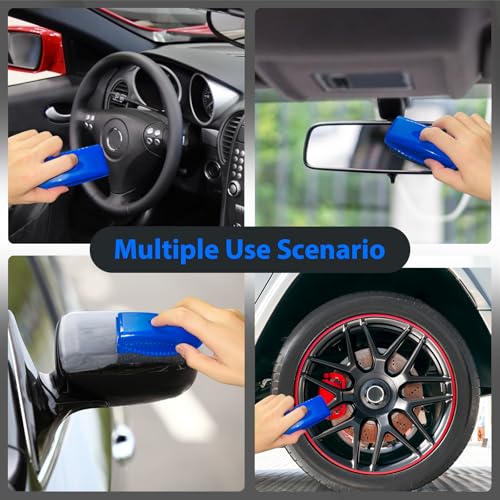 2 Pack Tire Shine Applicator Pads, Curved Tire Sponge Applicator, Reusable Tire Gel Applicator Forms with Lid, Tire Dressing Applicator for Car Detailing Cleaning