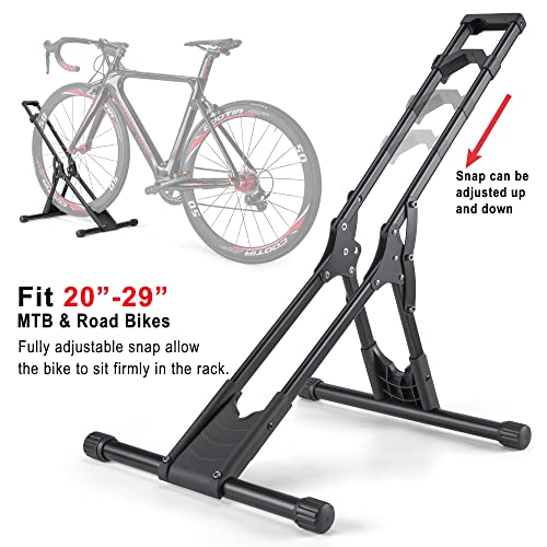 CHEPARK Indoor Bike Floor Stand Rack - Adjustable Bicycle Storage for 20-29 Inch Mountain & Road Bikes - 1 Bike