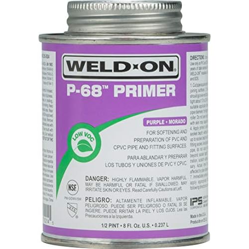 Weld-On 10214 P-68 PVC/CPVC Non-Bodied Primer - Fast Acting and Low-VOC, Purple, 1/2 Pint (8 fl oz)