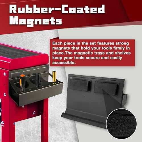 STXDY 4PCS Magnetic Toolbox Shelf, Magnetic Toolbox Tray Set,Black Matte,Extra Strong Magnetic for Garages, Repair Shops and DIY