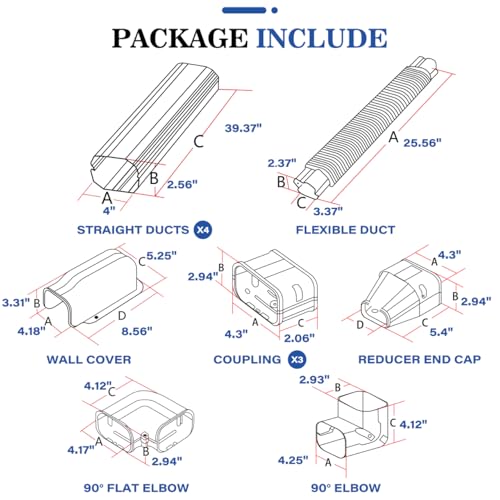 LyPrem 16.5ft White PVC Mini Split Line Set Cover 4" for AC & Heat Pump