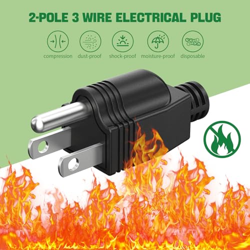 LBSC 3-Pack NEMA 5-15P Male Power Plugs 125V 15A Grounded Replacement