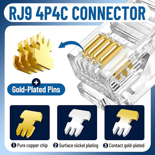 Uvital RJ11 6P4C Telephone Plugs 100 Pack - Replacement Modular Connectors