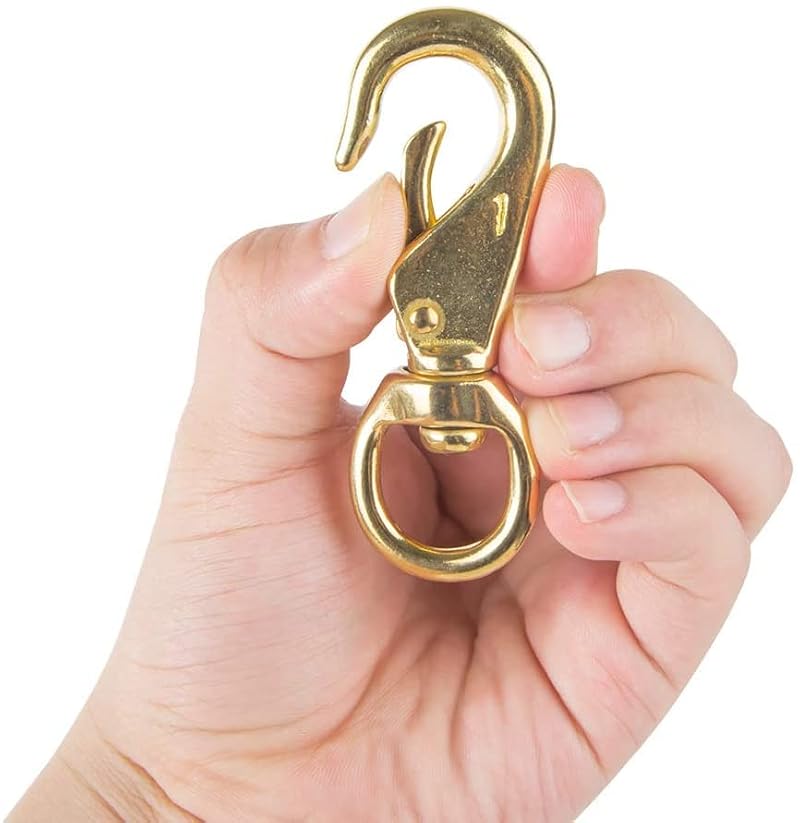 Solid Brass Swivel Snap Hooks Clips 3¼ Inch Heavy Duty Hardware Pack of 4