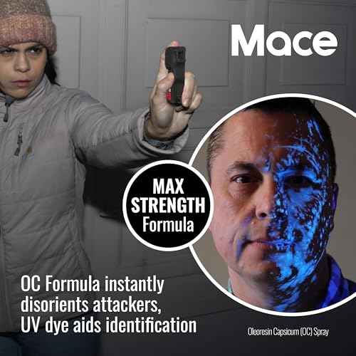 Mace Pepper Spray - Pocket, Sport, & Twist Lock Models, Max Strength 10% OC Formula, Long Lasting UV Dye, Self Defense Pepper Spray for Women & Men