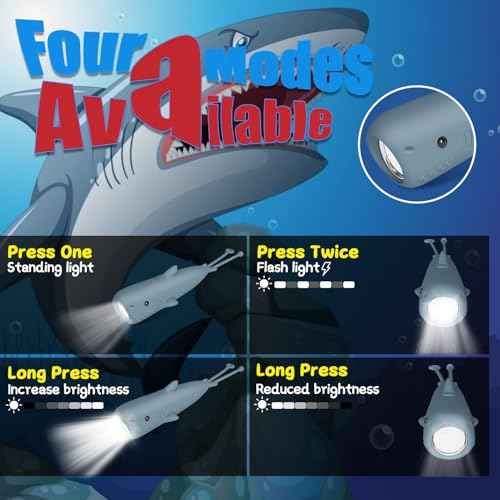 LOVERUIS Rechargeable Flashlights Flashlight Dimmable Silicon Flashlight with Keychain Camping, Birthday Gift (Torch Shark) Stocking Stuffers