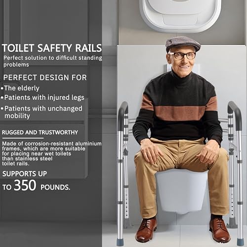 Lianjindun Gray Toilet Safety Rails - Adjustable Support for Elderly & Disabled