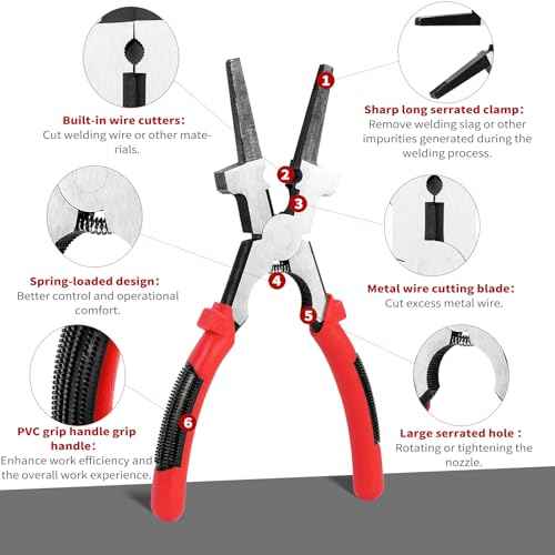 8"MIG Welding Pliers, Multi-functional Carbon Steel MIG Welding Pliers with Insulated Handle, Long Nose Wire Cutting Tools - Reliable and Durable (1Pack)
