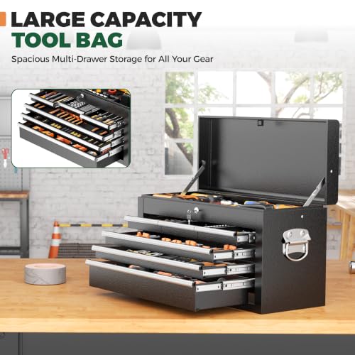 Greenvelly 8-Drawer Rolling Tool Chest with Wheels, Detachable Top, Locking, Black