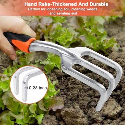MECHEER Orange Heavy Duty Garden Tools Set - Shovel, Transplant Trowel & Rake