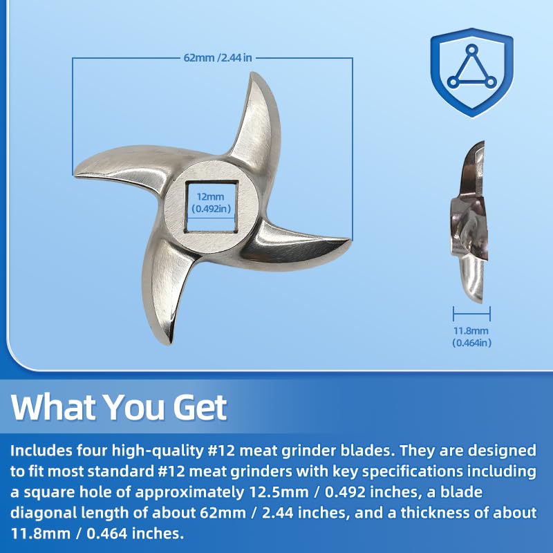4-Pack #12 Meat Grinder Blades - 0.49