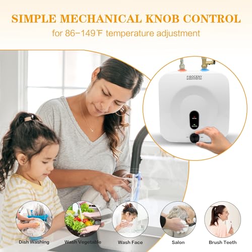 Fisoceny White 2.5 Gallon Under Sink Mini Tank Water Heater 1500W 120V