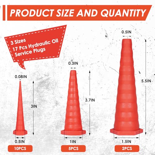 17Pcs Hydraulic Oil Line Plugs Set - Red Rubber Pipe Caps for Maintenance