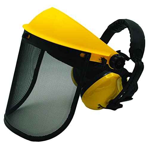 FORESTER Face Protection Equipment Kit - Visor Face Shield Ear Muffs Personal Protective Equipment Safety Gear Landscaping Tools Masks for Construction Workers Yard Work Accessories - Black and Yellow