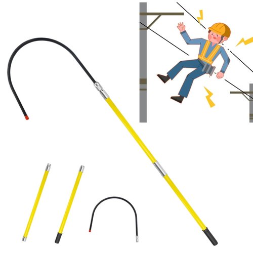 High Voltage Insulated Rescue Hook Commercial, Non-Conductive Electrical Safety Life-Saving Pole Stick, Body Pull Stick, Safety & Defense Tools for Emergency Care(4.9ft/1.5m)