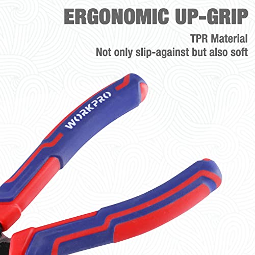 WORKPRO 8-Inch Straight Needle Nose Pliers Heavy-Duty CRV Steel With Wire Cutter