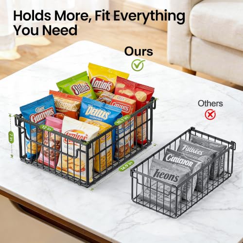MSERCUOR Black 3-Pack Large Freezer Organizer Bins for 5-10 Cu Ft Chest Freezer
