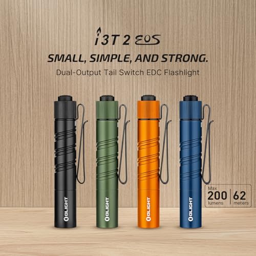 OLIGHT I3T 2 EOS Black Pocket EDC Flashlight - Compact, Waterproof, 200 Lumens