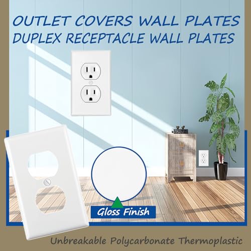 Snnalosses Outlet Covers Wall Plates - Duplex Outlet Wall Plate, 1-Gang, Unbreakable Polycarbonate, UL Listed, 2-Pack