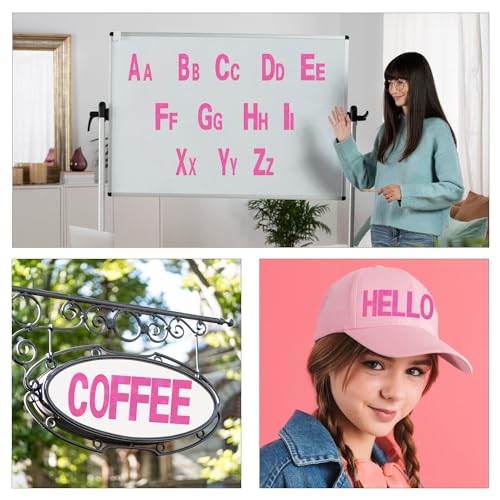 Starboling Pink Alphabet & Number Stickers 1+2 Inch Self-Adhesive Vinyl for Crafts & Outdoor Decor (8 Sheets)