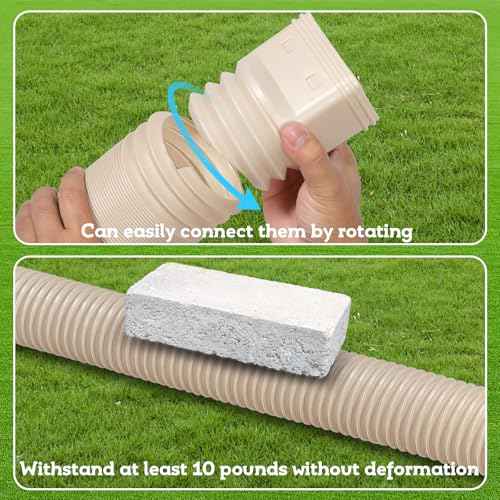 Rain Gutter Downspout Extensions Flexible, Drain Downspout Extender,Down Spout Drain Extender, Gutter Connector Rainwater Drainage,Extendable from 21 to 68 Inches(4 Pack, Limestone)
