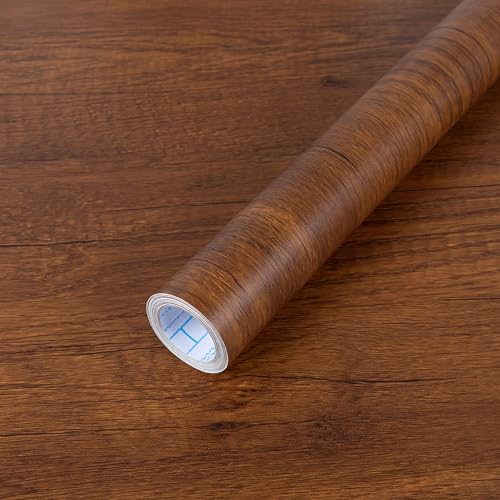Abyssaly Wood Grain Contact Paper for Shelf, Brown Table Contact Paper Peel and Stick Wallpaper, Adhesivw Decorative Wood Vinyl Peel and Stick Wallpaper for Desk 17.71" X 118"