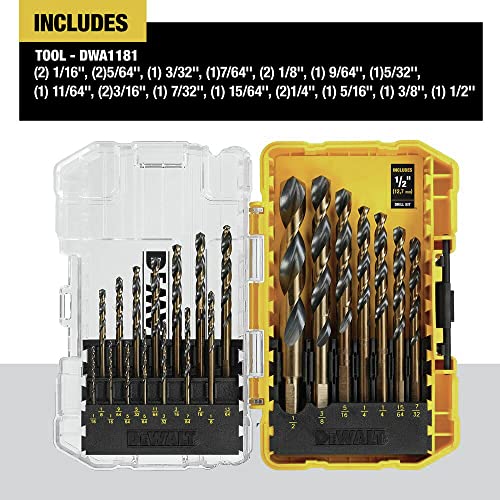 DEWALT 21 Pc High Speed Steel Drill Bit Set, Black & Gold Coated, 135° Split Point, One Size