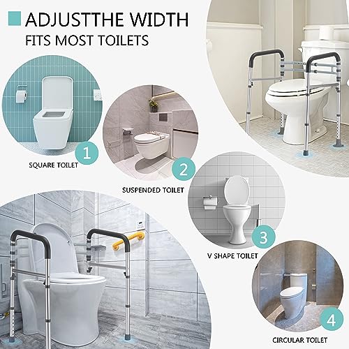 Lianjindun Gray Toilet Safety Rails - Adjustable Support for Elderly & Disabled