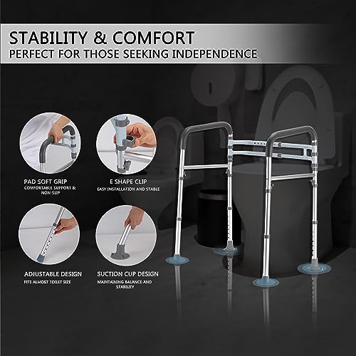 Lianjindun Gray Toilet Safety Rails - Adjustable Support for Elderly & Disabled