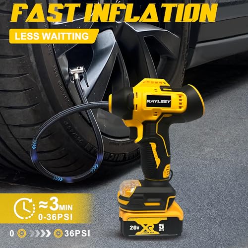 RAYLEEY Yellow 160PSI Cordless Tire Inflator for Dewalt 20V Max Battery, Tool Only