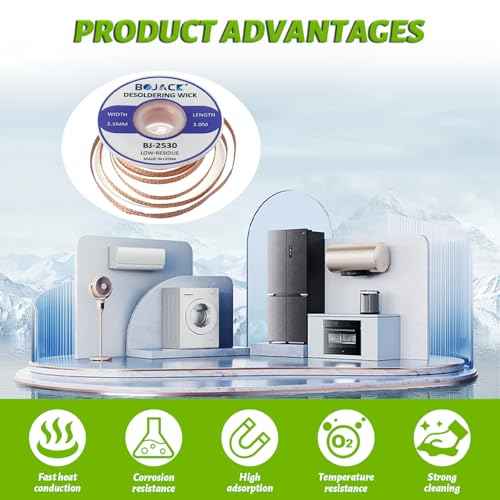 BOJACK Desoldering Braided Wire Pure Copper-Tin 2.5MM ¡¿ 3.0M No-Clean Solder Welding Ribbon Wick Remove Solder Cleaning or Repair Accessories for Disassemble Electronic Components (Pack of 3)