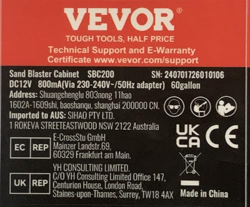 VEVOR 60 Gallon Sandblasting Cabinet, 40-120PSI Sand Blasting Cabinet with Stand, Heavy Duty Steel Sand Blaster with Blasting Gun & 4 Ceramic Nozzles for Paint, Stain, Rust Removal