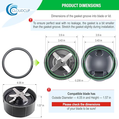 Nutribullet Gasket Replacement Rings 3-Pack - Dual-Lip Seals for 600/900/1200 Blenders