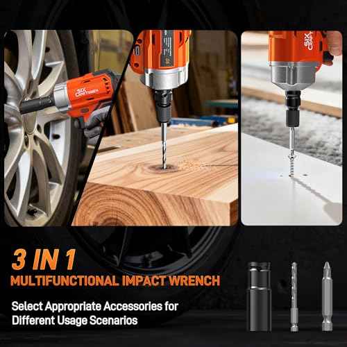 21V Cordless Impact Wrench, 1/2" Brushless Impact Driver Kit 516Ft-lbs (700N.m) with 2*4.0Ah Batteries,4 Sockets,10 Drill Bits,High Torque Electric Impact Gun for Car Tire Truck RV Mower