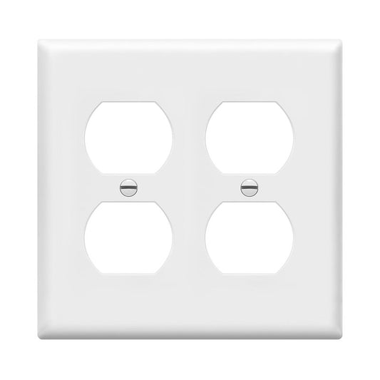 Enerlites 8822-W Duplex Receptacle Outlet Wall Plate, Standard Size 2-Gang, Polycarbonate Thermoplastic, White