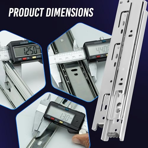 Ourshom 12 Inch Silver Heavy Duty Drawer Slides 1 Pair Full Extension Ball Bearing