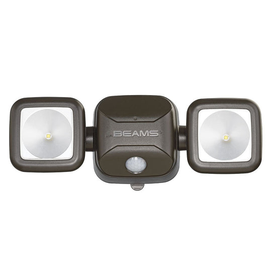 Beams MB3000 High Performance 500 Lumen Wireless Battery Powered Motion Sensing LED Dual Head Security Spotlight, Brown, 1-Pack