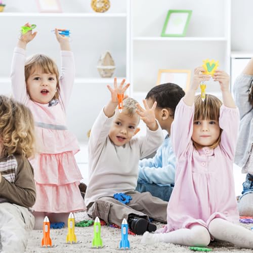 200 PCS Helicopter Mini Flashlight Keychain,Rocket LED Flashlight, Mini Flashlights In Bulk Colorful Small LED Flashlights Keychain Astronaut Party Favors for Kids