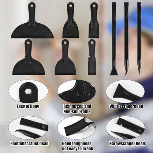 12 Pieces Plastic Putty Knife Set 2" / 3" / 6" Flexible Scraper Tool and Detail Scraper Tool Multipurpose Spatula Paint Scrapers, for Spackling, Patching, and Painting Wood or Wall
