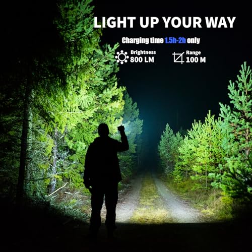 Clip-on Flashlight with Extendable Keychain, Compact Pocket Light for Night Work, Running, Walking, Camping, Fishing, Hiking, USB-C Rechargeable Small Pocket EDC LED Flash Light-Super Bright 800LM